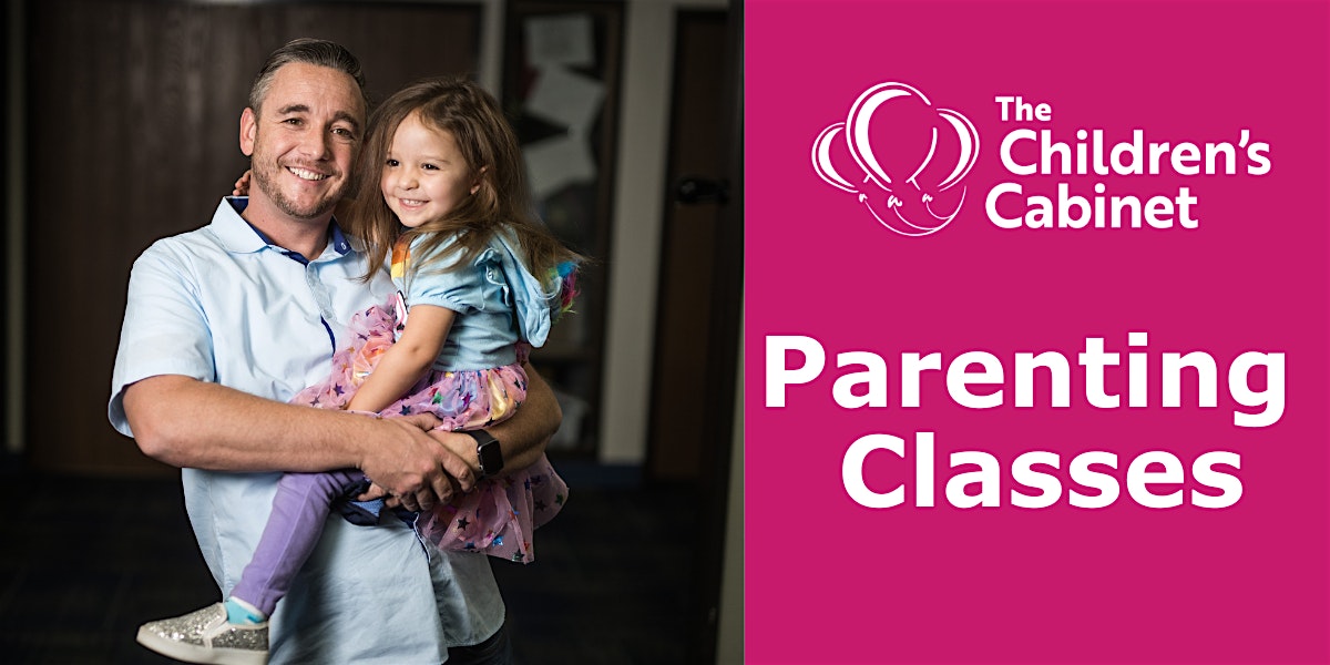 Parenting classes and a photo of a father holding his young daughter